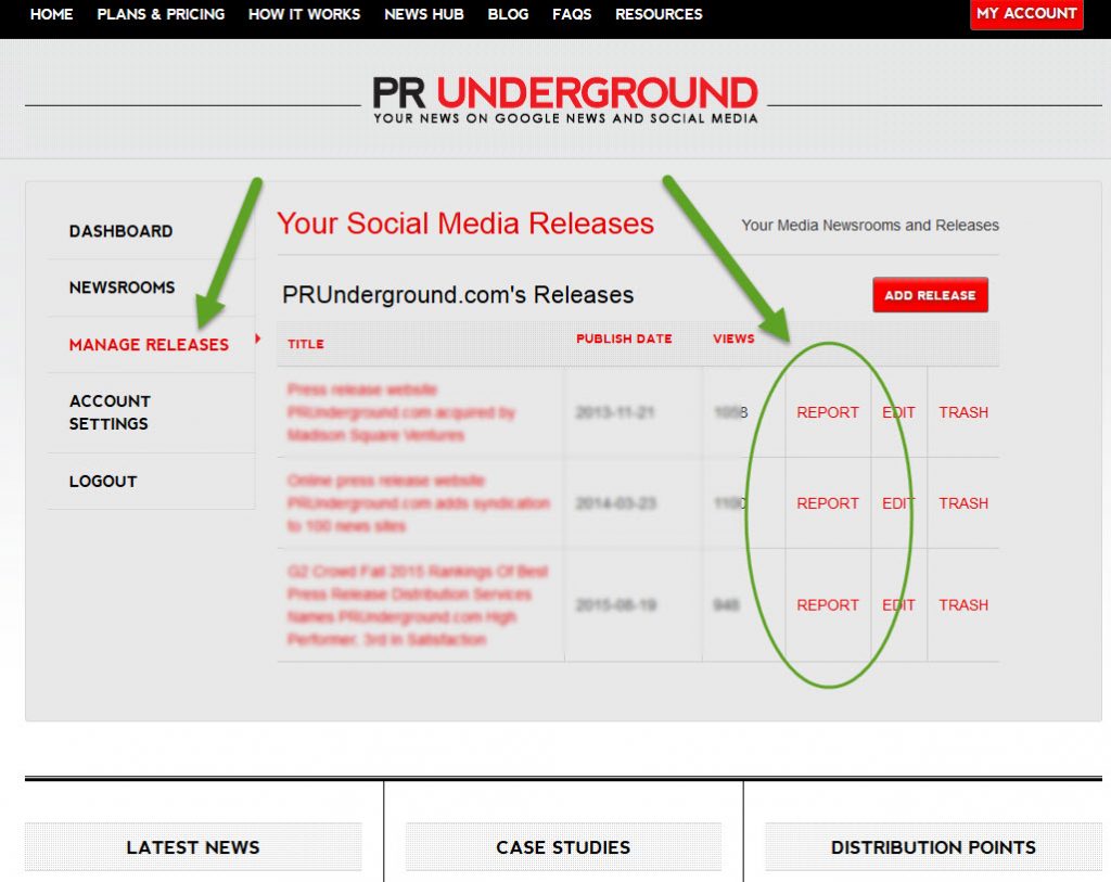 PRunderground report screenshot