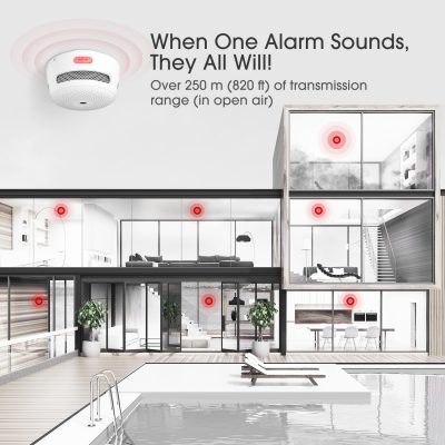 X-Sense Wireless Interconnected Smoke Alarm with Over 820 ft Transmission Range 12-Pack XS01-WR Replaceable Battery-Operated Mini Fire Alarm